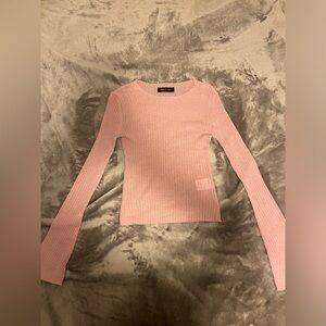 White fox pink sparkly long sleeve top